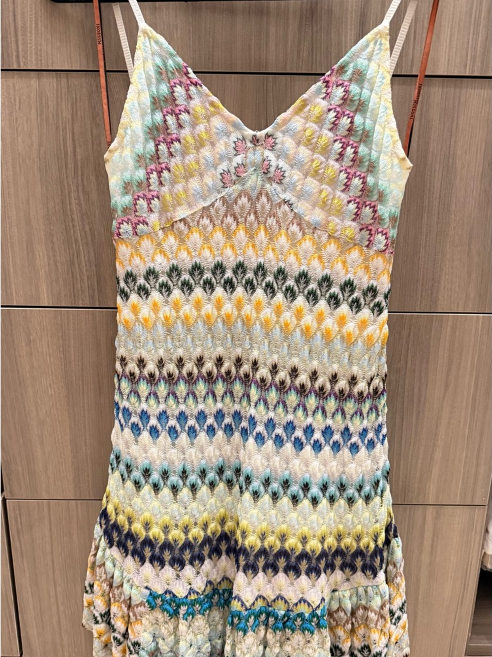 Missoni Multicolor Knit Mini Dress - White Base with Blue, Green, Yellow Accents